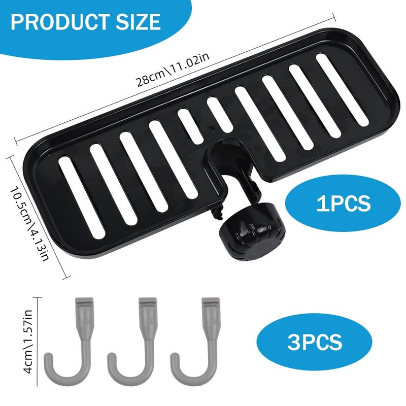 Supvox® Kitchen Sponge Holder Dry Rack Dish Rag Rack Drain Rack with Hooks Space Saving Sink Faucet Mount Sponge Holder Hand Soap Holder Tool Organizer - Image 2