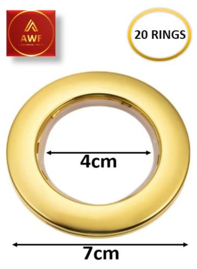 AL WADI FURNITURE AWF Al Wadi Furniture Pack of 20 Golden Curtain Grommets Round Plastic Curtain Eyelet Rings with nano-scale silencer ring, DIY Rings for Window Curtain, Shower Curtain, Locker Room Door Curtain  - Image 2
