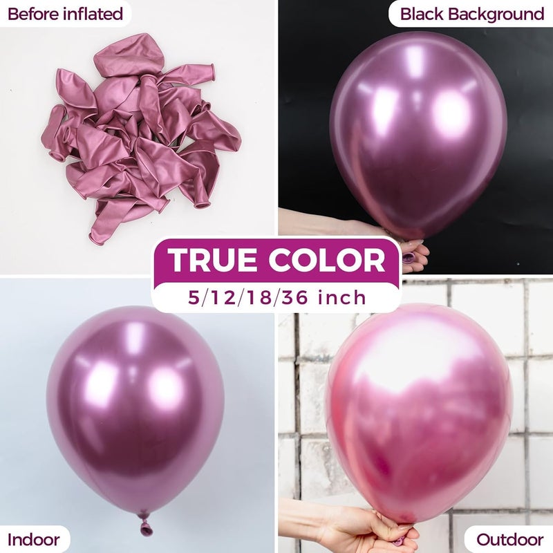 Bezente Metallic Hot Pink Latex Party Balloons - 100 Pack 12 inch Round Helium Chrome Dark Pink Magenta Fuchsia Balloons for Bachelorette Wedding Birthday Gender Reveal Party Decorations - Image 2