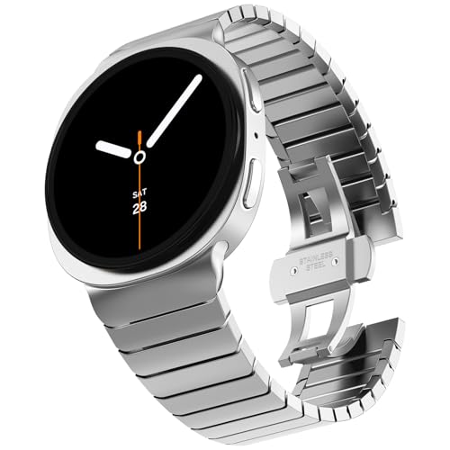 KADES Stainless Steel Band Compatible with Galaxy Watch 8 Classic 46mm/ Watch 8 40mm 44mm, Solid Metal Link Bracelet with Butterfly Clasp, Classic Business Band for Galaxy Watch 2025, Silver Color - Image 1