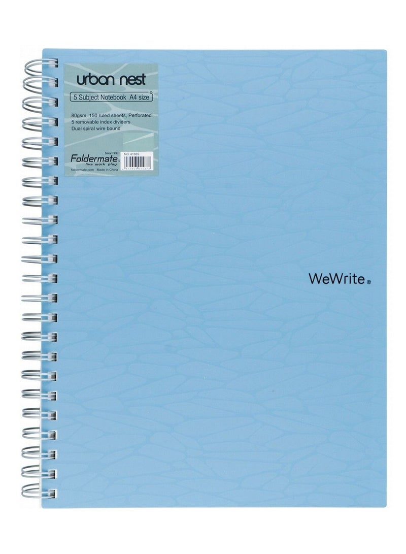 Foldermate دفتر موضوعات بحجم A4 مع 5 أقسام غلاف أزرق - Image 1