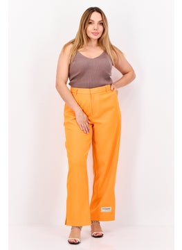 The Giving Movement Women Solid Split Hem Palazzo Pants, Orange  - Image 3