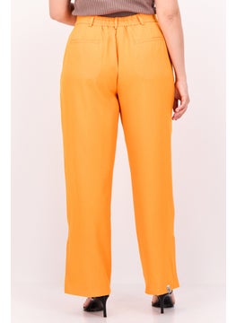 The Giving Movement Women Solid Split Hem Palazzo Pants, Orange  - Image 4