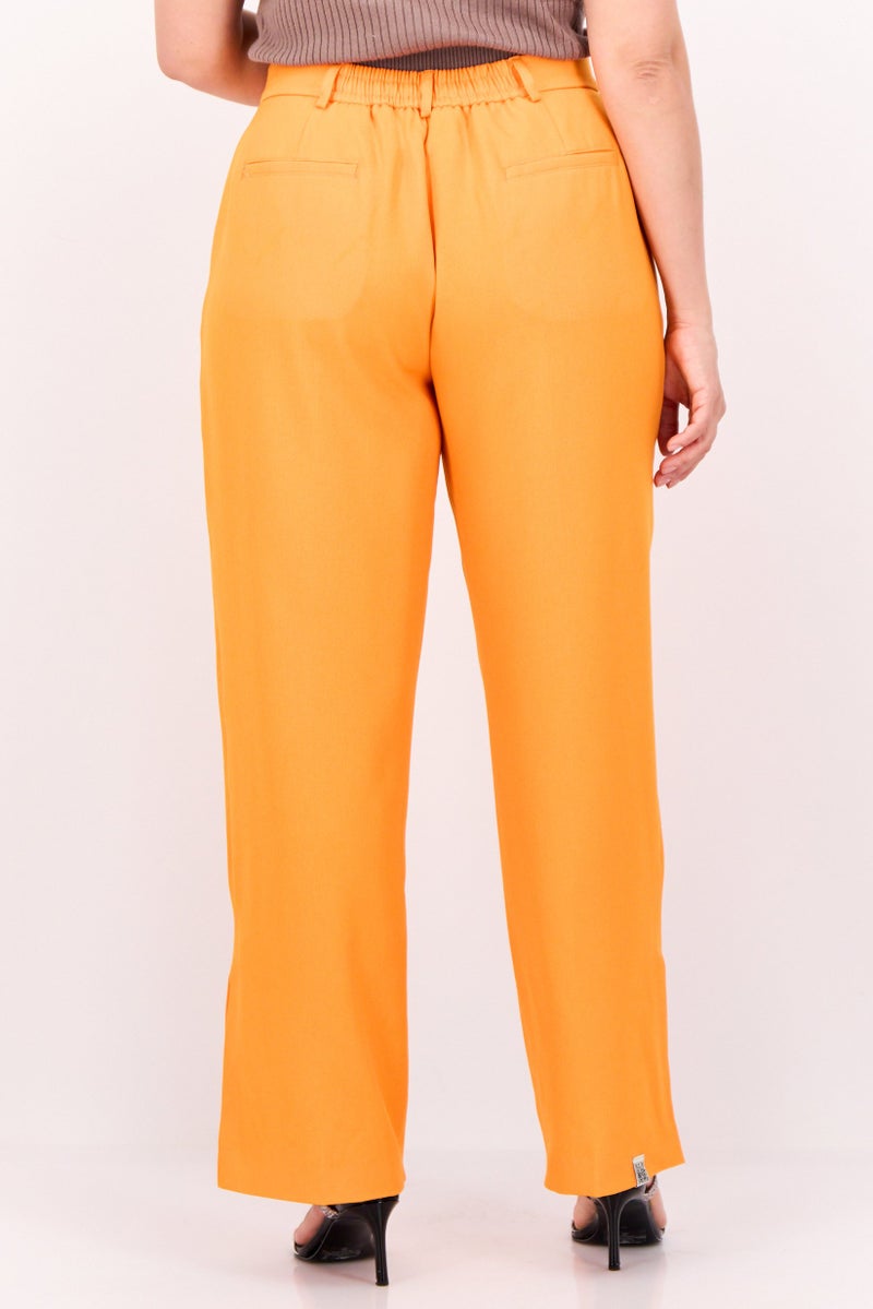 The Giving Movement Women Solid Split Hem Palazzo Pants, Orange - Image 4
