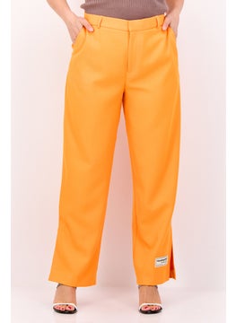 The Giving Movement Women Solid Split Hem Palazzo Pants, Orange  - Image 1