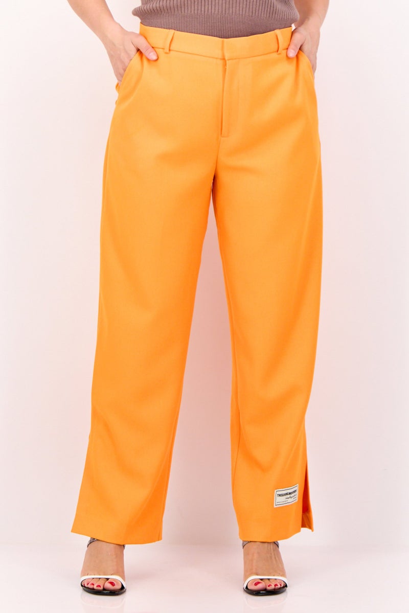 The Giving Movement Women Solid Split Hem Palazzo Pants, Orange - Image 1