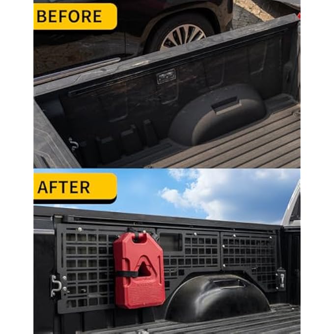 rayihni Molle Panel Compatible with 2022-2025 Toyota Tundra 5.5ft Short Bed Truck Bed Panel Rear Storage Organizer Cargo Shelf Rack Replacement for 2024 Tundra Accessories (Side Molle Panel) - Image 3