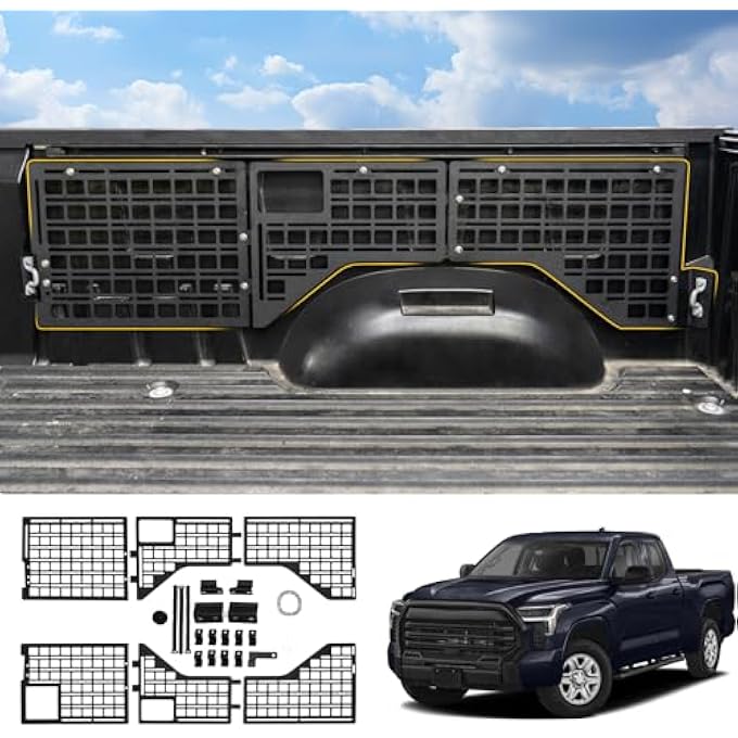 rayihni Molle Panel Compatible with 2022-2025 Toyota Tundra 5.5ft Short Bed Truck Bed Panel Rear Storage Organizer Cargo Shelf Rack Replacement for 2024 Tundra Accessories (Side Molle Panel) - Image 2