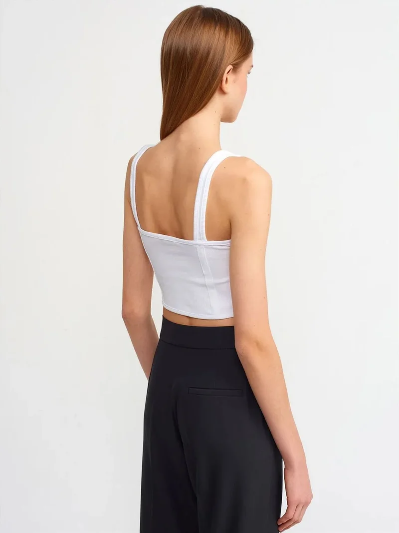ديلفين DILVIN Women’s Sleeveless Crop Top With Square Neck