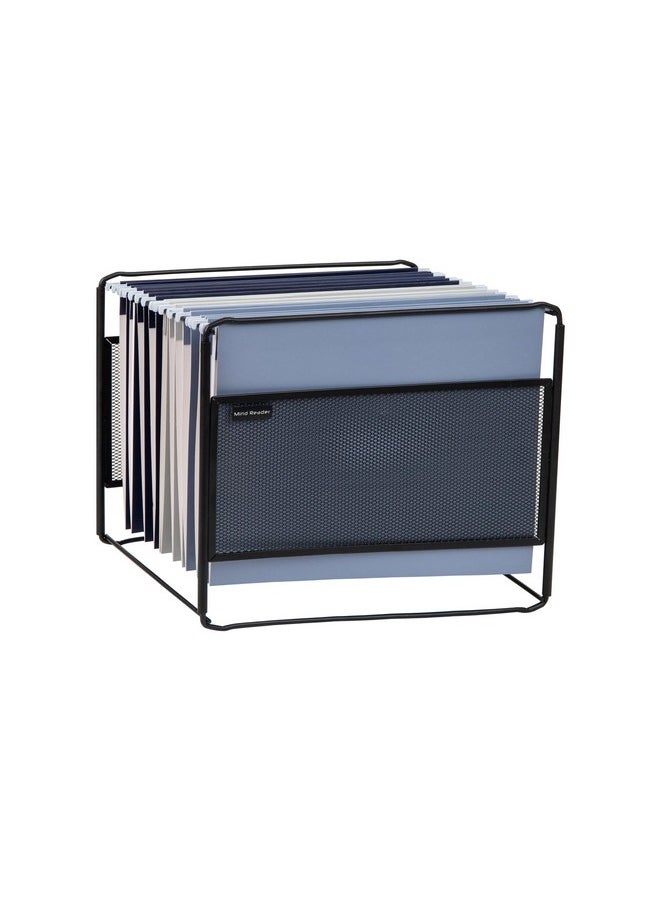 Mind Reader Hanging File Folder Organizer Desktop Organizer Storage Office Metal Mesh 13" L X 9.75" W X 10.25" H Black  - Image 1