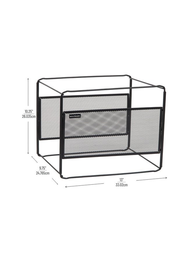 Mind Reader Hanging File Folder Organizer Desktop Organizer Storage Office Metal Mesh 13" L X 9.75" W X 10.25" H Black  - Image 3