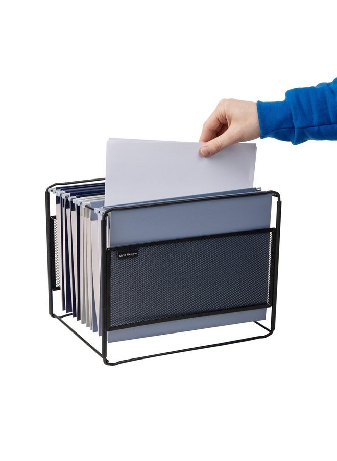 Mind Reader Hanging File Folder Organizer Desktop Organizer Storage Office Metal Mesh 13" L X 9.75" W X 10.25" H Black  - Image 4