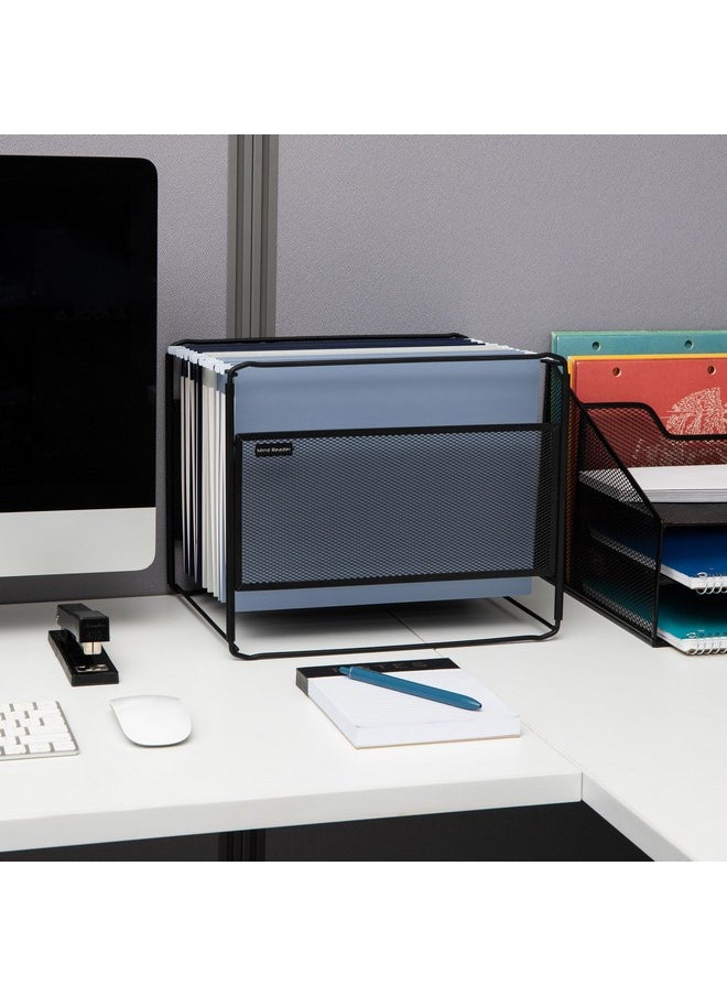 Mind Reader Hanging File Folder Organizer Desktop Organizer Storage Office Metal Mesh 13" L X 9.75" W X 10.25" H Black  - Image 2