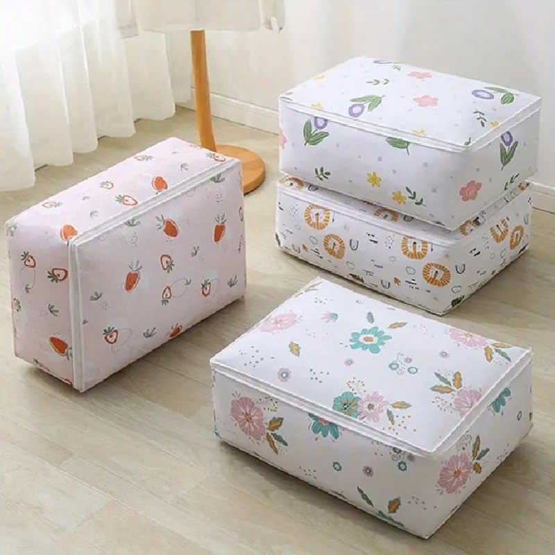 Touchcart Under bed Storage Bag Blanket Storage Bag UnderBed Quilt Clothes Storage Bag with Washable Waterproof Fordable Transparent Printed Cover 2 PACK - Image 4