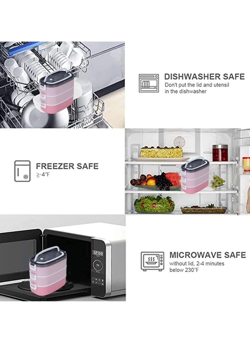 Stainless Steel Lunch Box Insulated Bento Box Multifunctional Containers Food Containers with 2 Compartments Tableware Nylon insulation bag (1.9L Pink) - Image 4