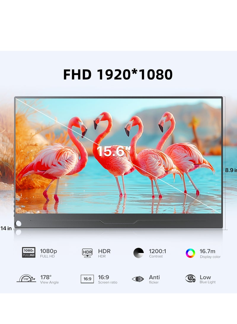 Uperfect Portable Monitor UPERFECT, T03 M15.6" 15.6 inch 1080P IPS 100%SRGB 800:1 60Hz VESA matte screen material non-stick fingerprint, blue light filtering, eye protection, extended display for PC/Laptop/PS/Xbox  - Image 2