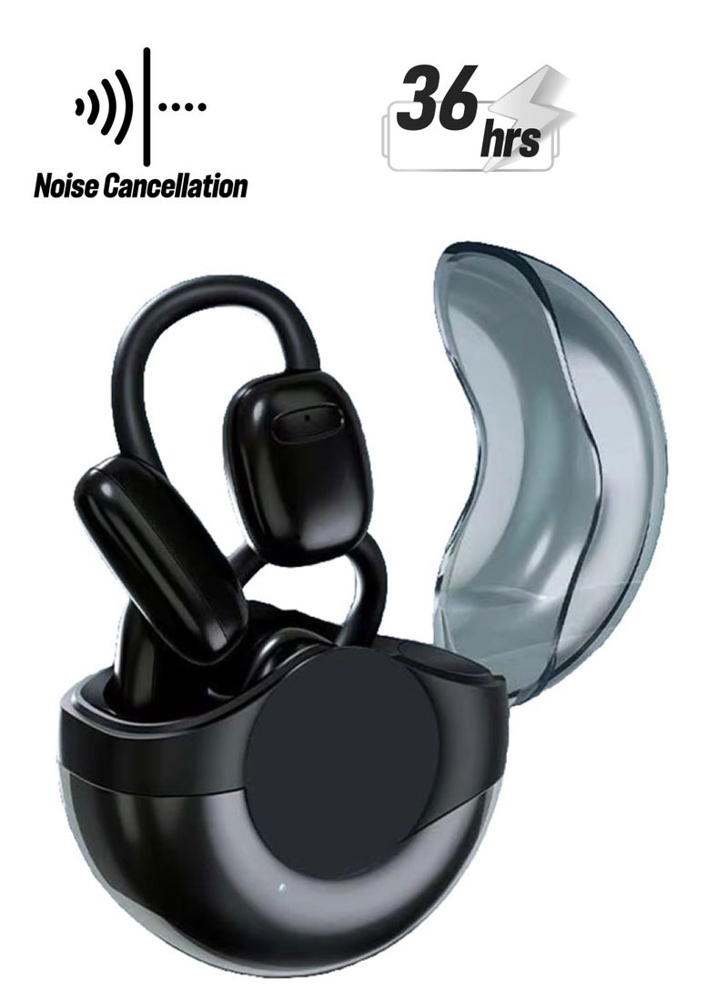aigo Bluetooth 5.3 Headset - 36 Hour Playback Time, IPX5 Waterproof TWS with Dual Microphone for Sports, Lightweight Headset for Android iOS/iPhone - Black  - Image 1