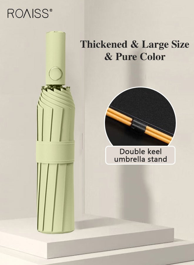 رويس مظلة أوتوماتيكية كاملة للجنسين للمطر والتألق ذات الاستخدام المزدوج، مظلة قوسية محمولة سميكة ومعززة كبيرة للحماية من الأشعة فوق البنفسجية، مقاومة قوية للمطر ومظلة مقاومة للرياح - Image 1