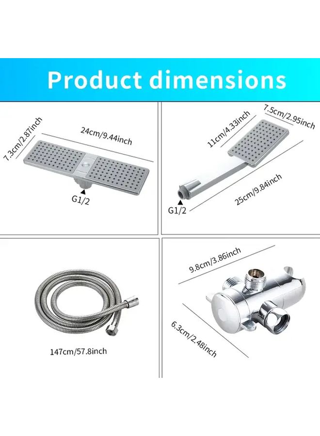 Deluxe Handheld And Rainfall Shower Head Set Black Four Piece - Image 2
