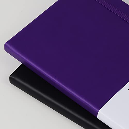 Wiisdatek Notebook Journal, Lined Leather Hard Cover,100Gsm Thick Paper with Inner Pocket for Writing Note Taking Office School,5"×8.25"(Purple) - Image 3