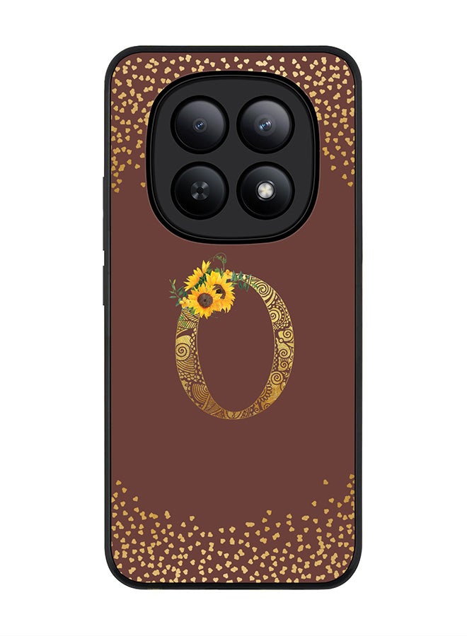 For Xiaomi Redmi Note 15 5G / Poco M8 Case,Slim fit Camera Protection, Shockproof Thin Phone cover  - Custom Floral Monogram - O  (Brown )
