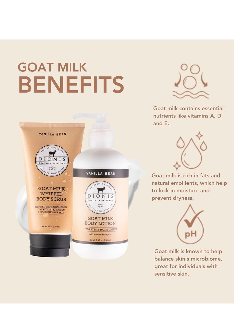 Dionis - Goat Milk Skincare Vanilla Bean Scented Sugar Scrub & Lotion Set (6 oz and 8.5 oz) - Made in the USA - Cruelty-free and Paraben-free - pzsku/Z654ADF6B27465F1D91B5Z/45/_/1740110539/38298792-14b5-4a1b-b3d6-3db72e0f21d6