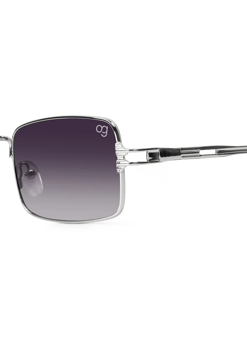 Woggles UV- Protected  Silver Rectangle Sunglasses