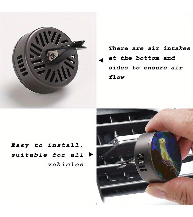 1pc Snow Ferret Design Car Air Vent Aromatherapy Diffuser Clip Round Essential Oil Diffuser Auto Interior Decor No Fragrance Included Easy Clip Attachment Vehicle Air Freshener - Image 5