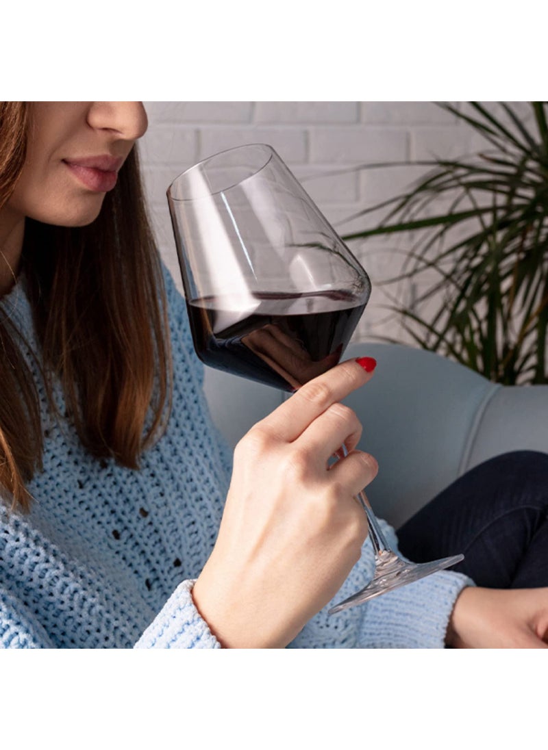 BLISS START BLISS START Crystal Wine Glasses 360 ml Lead Free Clear Classic Design Perfect for Red Wines White Wines Crystal Glass Pure Stemware Collection Cabernet Red Wine Glass Set of 6 Clear  - Image 5