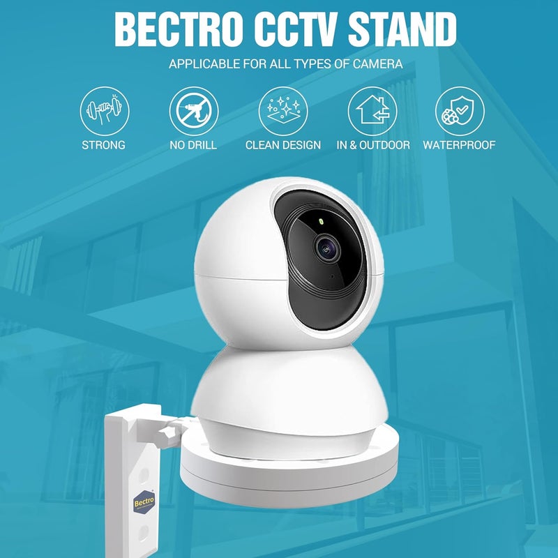 Bectro PVC CCTV Camera Wall Ceiling Mounting Bracket Strong Adhesive Direct Sticking Drill Free for Indoor Outdoor Use Pack of 4 Set - Image 3