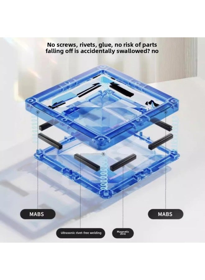 Toy Magnetic Pieces Magnetic Building Blocks Assembled Patch Magnetic Patch Plastic Color Window Magnetic Bar Discrete Pieces Strong Magnetic Pieces-color:7.5cm Super Large And Translucent [60psc Dinosaur + Pipe + Ball] English Color Box  - Image 4