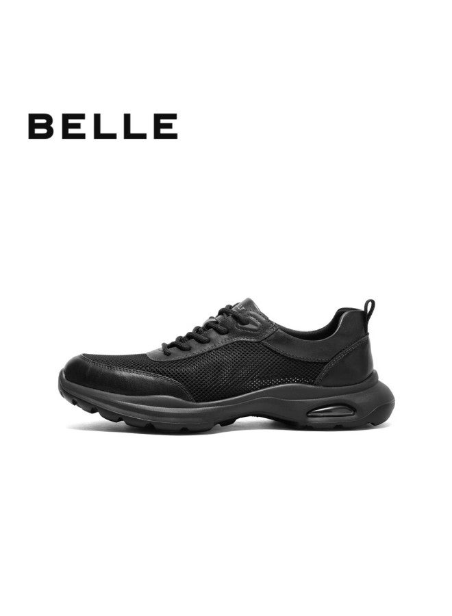 Belle Zhang Ruoyun Same Style Lightweight Thick-soled Casual Shoes For Men, Mall Matching Business Sneakers, Black Mesh, Size 42 - Image 1