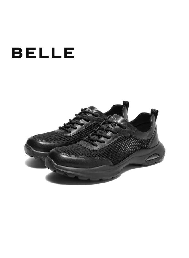 Belle Zhang Ruoyun Same Style Lightweight Thick-soled Casual Shoes For Men, Mall Matching Business Sneakers, Black Mesh, Size 42 - Image 3