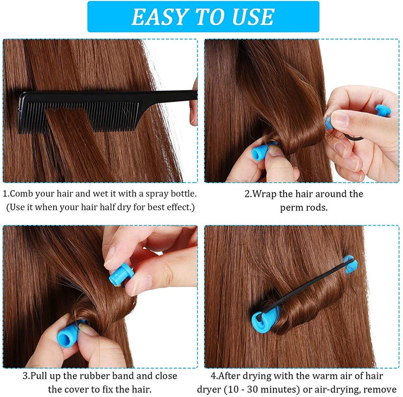 WILLBOND 60 Pcs Short Perm Rods Natural Hair Perm Rods with Elastic Rubber Band Non Slip Plastic Perming Cold Wave Kit for Women Hairdressing Styling Tool(Multi-size,Mixed Color) - Image 4