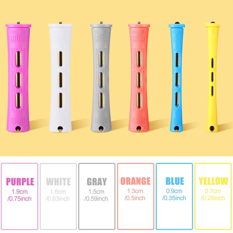 WILLBOND 60 Pcs Short Perm Rods Natural Hair Perm Rods with Elastic Rubber Band Non Slip Plastic Perming Cold Wave Kit for Women Hairdressing Styling Tool(Multi-size,Mixed Color) - Image 2