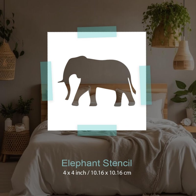 STENCILAIR Elephant Stencil, 4-Inch, Beautiful Design, Quality Reusable Stencil for Painting, Crafts, and Decor for Walls, Fabric & Furniture, Recyclable DIY Tool - Image 2