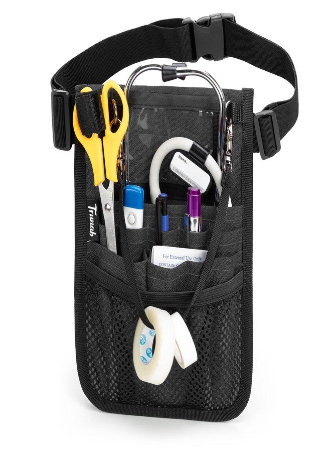 Trunab Fanny Pack with Tape Holder and Multiple Compartments, Nurse Belt Organizer with Adjustable Waist Strap, Tool Belt for Scissors, Gauze and Other Medical Supplies, Black - Image 1