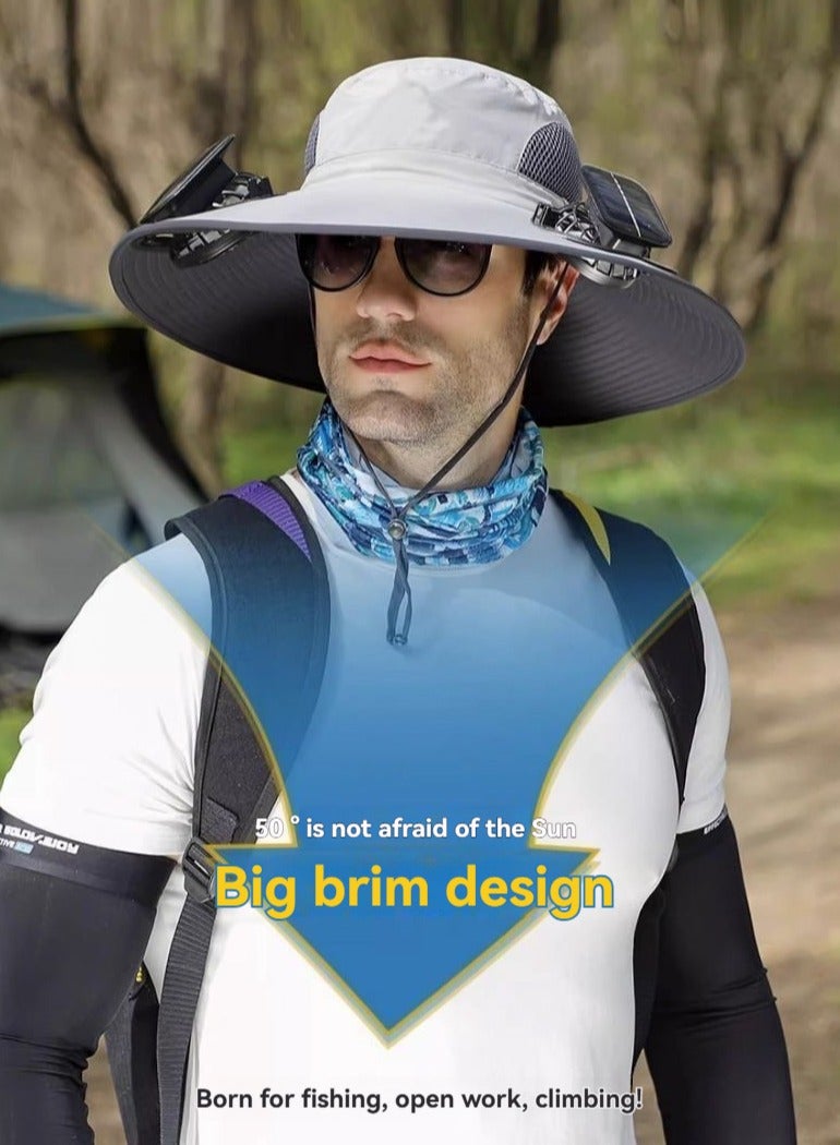 M MIAOYAN Father’s Day Gift | Men’s Solar Fan Sun Hat – UV Protection Fishing & Hiking Outdoor Cap  - Image 1