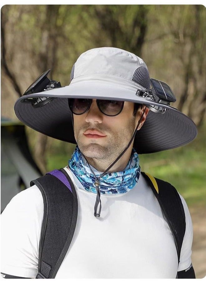 M MIAOYAN Father’s Day Gift | Men’s Solar Fan Sun Hat – UV Protection Fishing & Hiking Outdoor Cap  - Image 2