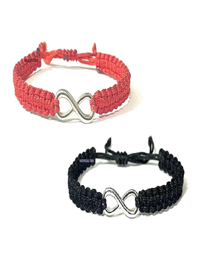 ARTIFICIAL TREE Infinity Red Black Thread Bracelet | Nazar Battu | Adjustable for Women, Girls, Men & Boys - 4 Piece Set (AT GIRLS BRCT 071) - Image 1