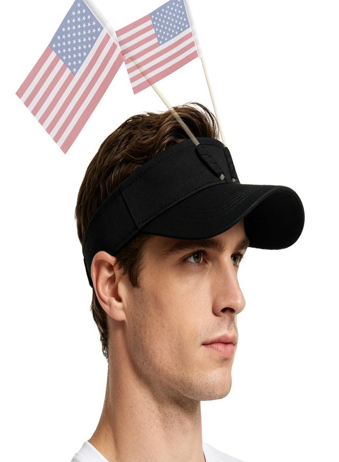 Lohca Dual Flag Holder Visor Hat for 4th of July Parades Memorials and Sports Tournament Events Men Women Adjustable Sun Visor - Image 1