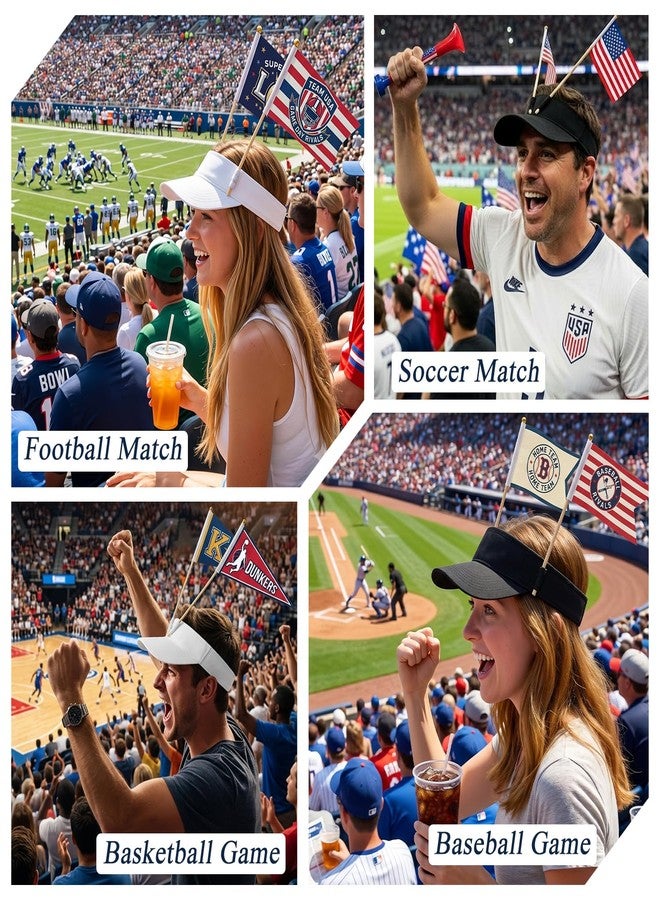 Lohca Dual Flag Holder Visor Hat for 4th of July Parades Memorials and Sports Tournament Events Men Women Adjustable Sun Visor - Image 4