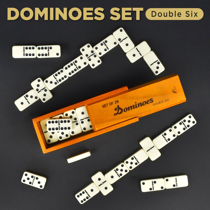 Queensell Mega Large 3" Dominoes Set for Adults and Kids â€“ Dominoes Double 6 Classic Board Games â€“ Double Six Domino Set with 28 Tiles and Gift Case, Juegos de Mesa (MEGA) - Image 2