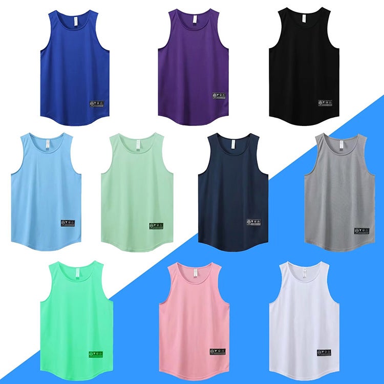 American Solid Color Vest Men'S And Women'S Summer Waistcoat Undershirt Loose Sports Fitness Simple Sleeveless Basketball T-Shirt - Image 2
