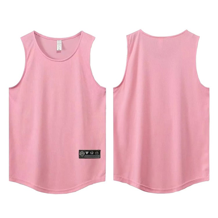 American Solid Color Vest Men'S And Women'S Summer Waistcoat Undershirt Loose Sports Fitness Simple Sleeveless Basketball T-Shirt - Image 5