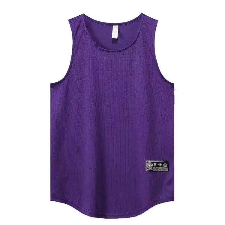 American Solid Color Vest Men'S And Women'S Summer Waistcoat Undershirt Loose Sports Fitness Simple Sleeveless Basketball T-Shirt - Image 1