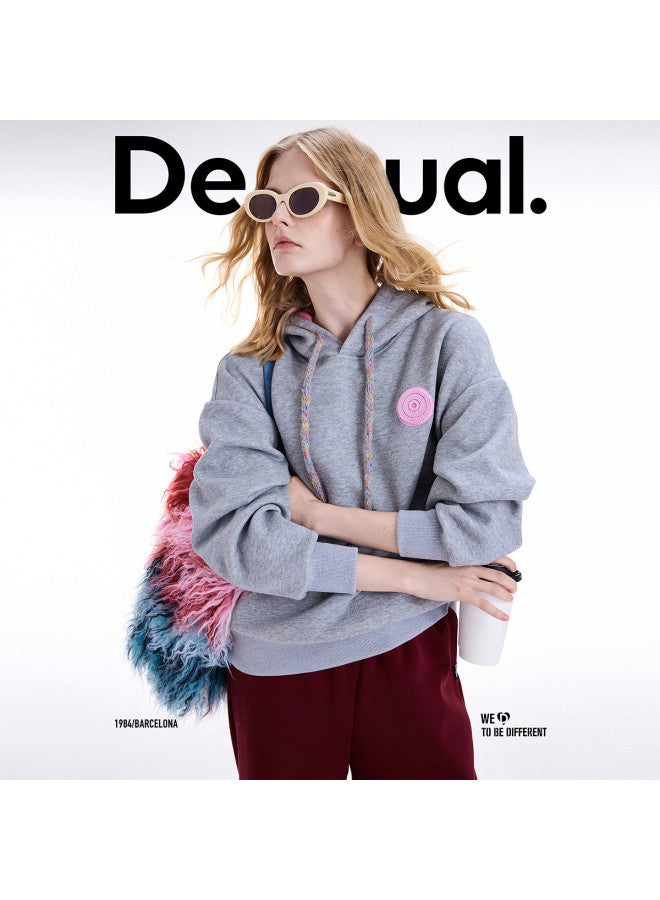 DESIGUAL 25 Autumn/Winter New Loose Round Logo Hooded Color-Block Women'S Hoodie - Image 4