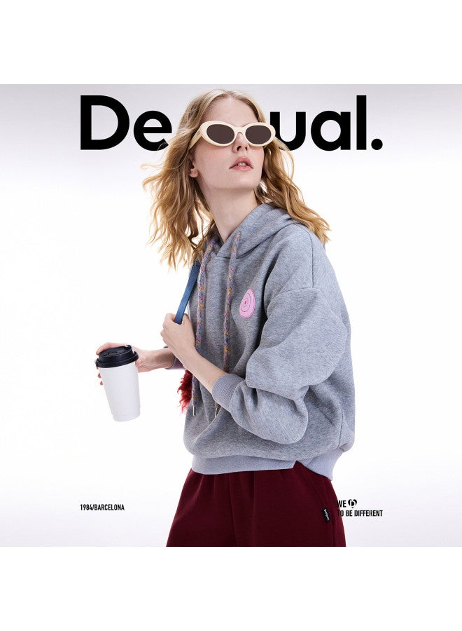 DESIGUAL 25 Autumn/Winter New Loose Round Logo Hooded Color-Block Women'S Hoodie - Image 2