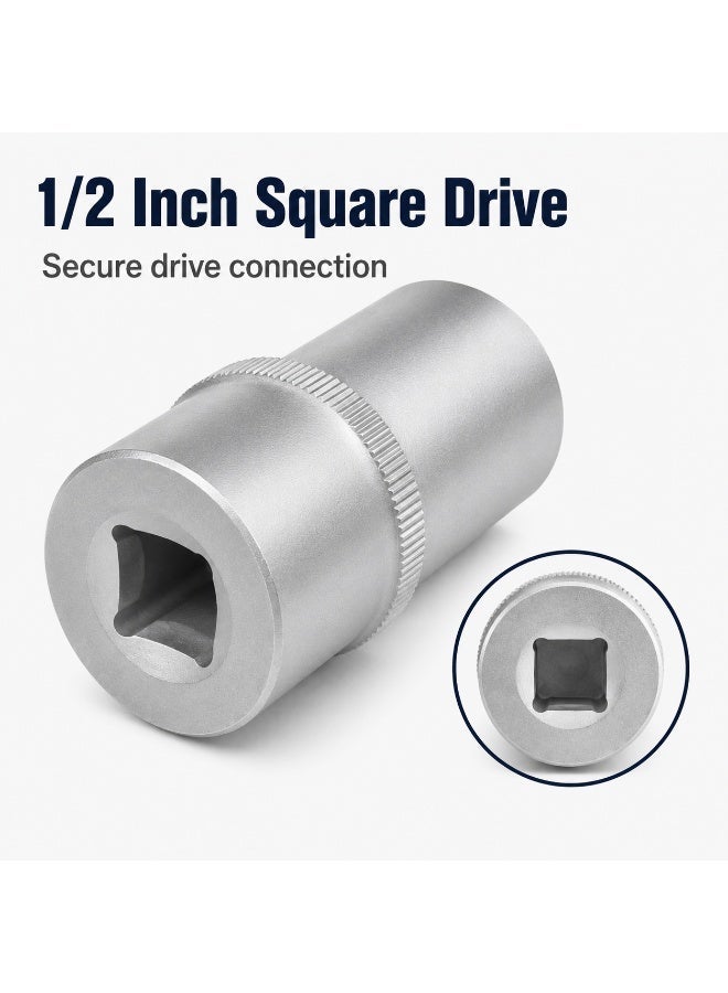 32mm 12 Point Deep Socket Wrench, 1/2 Inch Square Drive, Chrome Vanadium Steel CR-V Socket for Ratchet, Breaker Bar, Automotive Repair and Workshop Use - Image 3