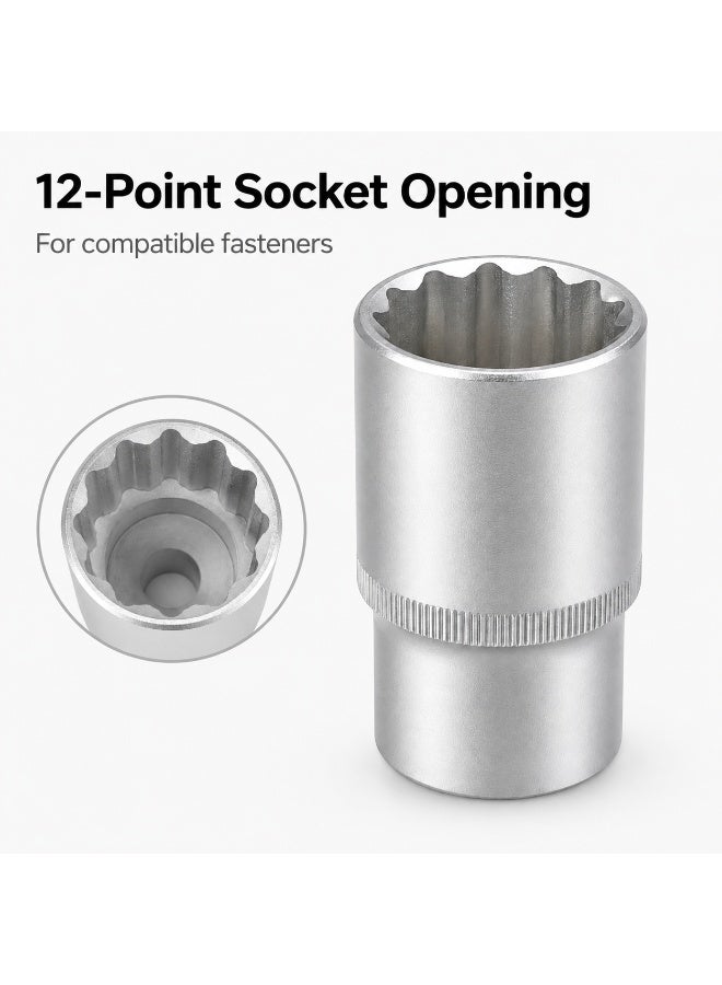 32mm 12 Point Deep Socket Wrench, 1/2 Inch Square Drive, Chrome Vanadium Steel CR-V Socket for Ratchet, Breaker Bar, Automotive Repair and Workshop Use - Image 5